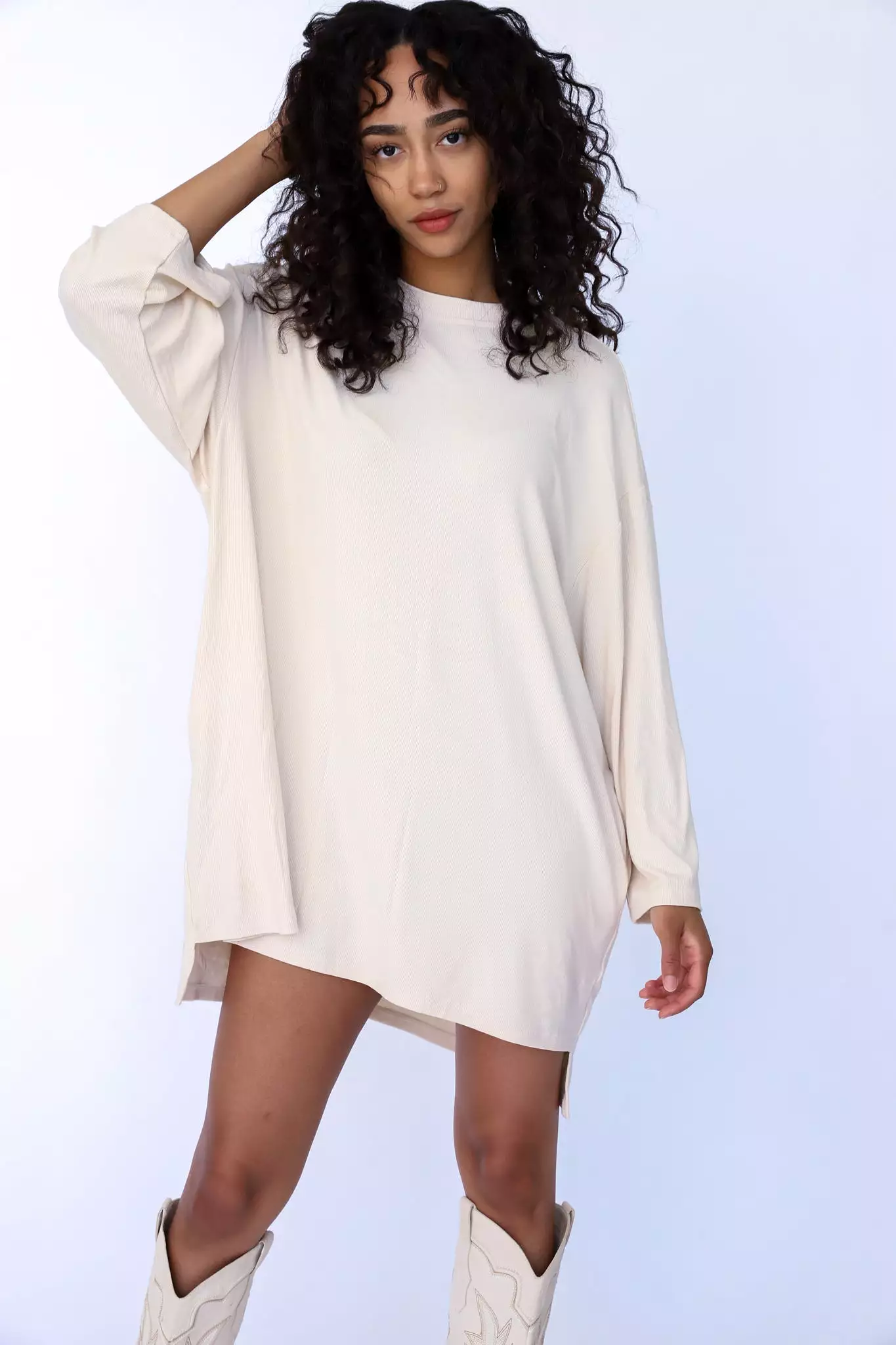 Out Of Pocket Dress Long Sleeve Oatmeal