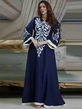 Robe Muslim Abaya Embroidered Kebaya Dress Long Sleeve Gowns AB184