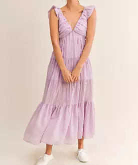 Ruched Pleated Dress - Lavender