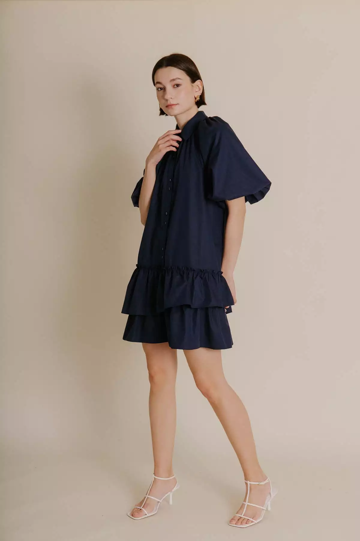 Ruffle Tiered Shirt Dress