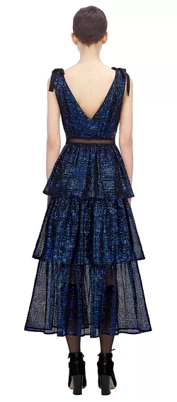 Sequin Check Tiered Dress