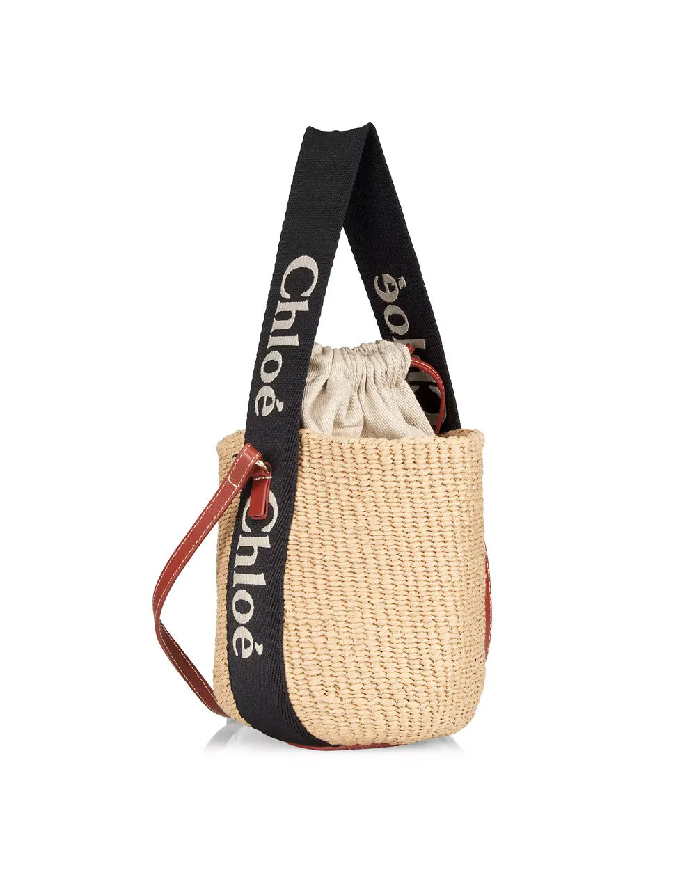 Small Woody Basket Bag in Black and Beige