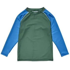 Snapper Rock Blue & Olive L/S Rash Guard Top