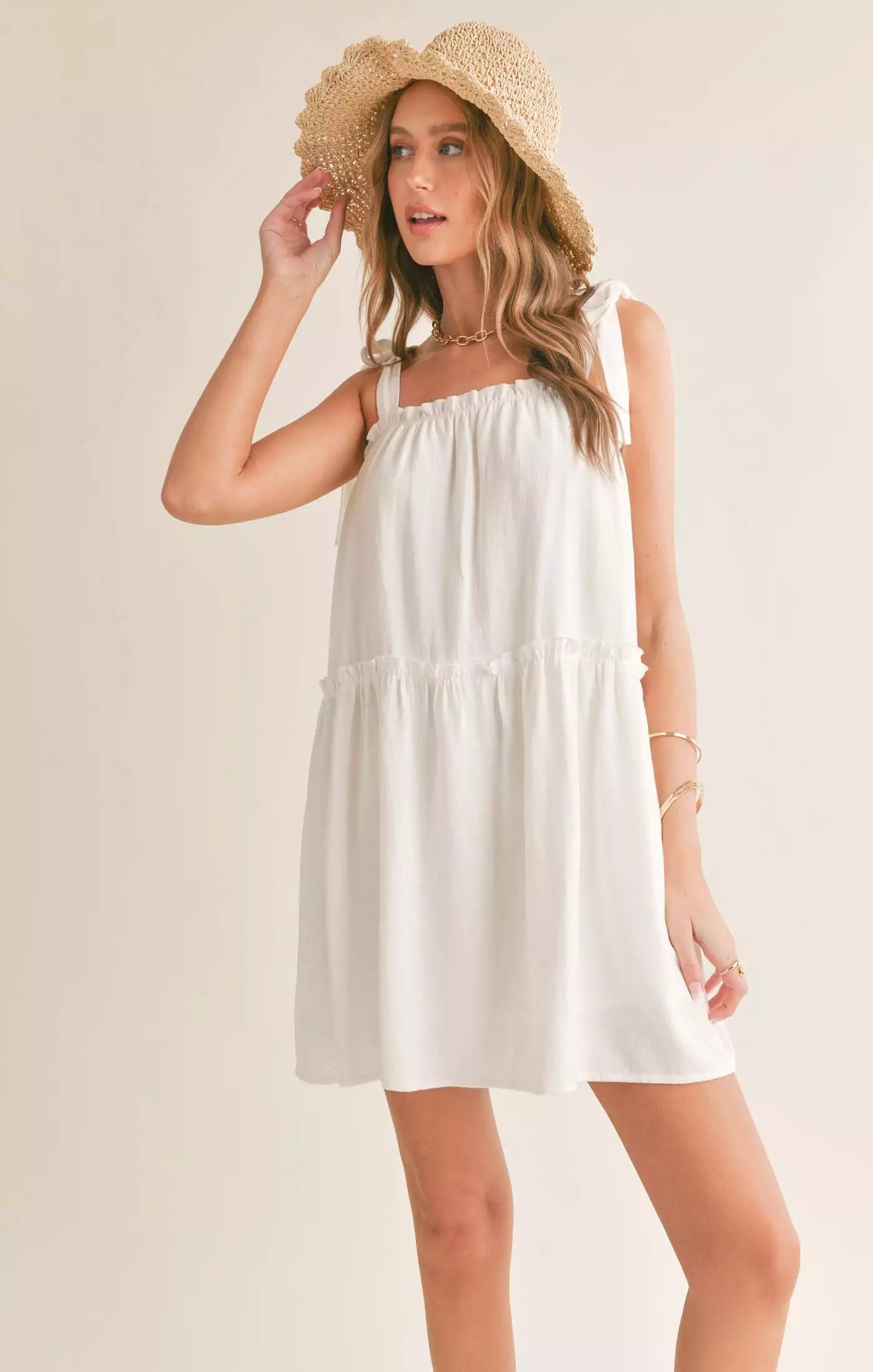 Sugarloaf Tiered Dress with Tie Straps