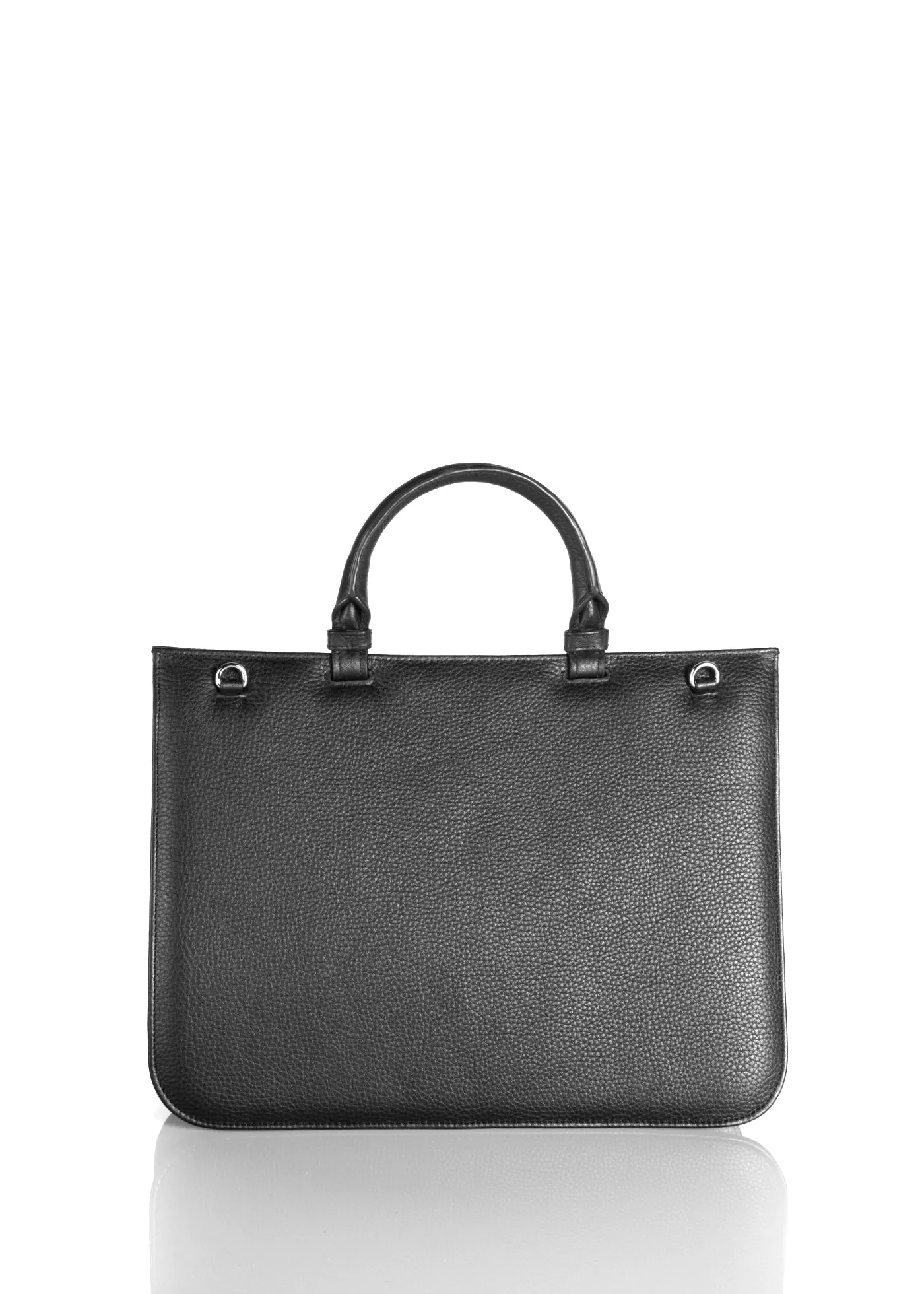 Sydney Convertible Satchel, Black Lizard & Leather, Labradorite Grommet