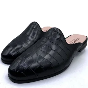 TF cracked leather Mules | Black