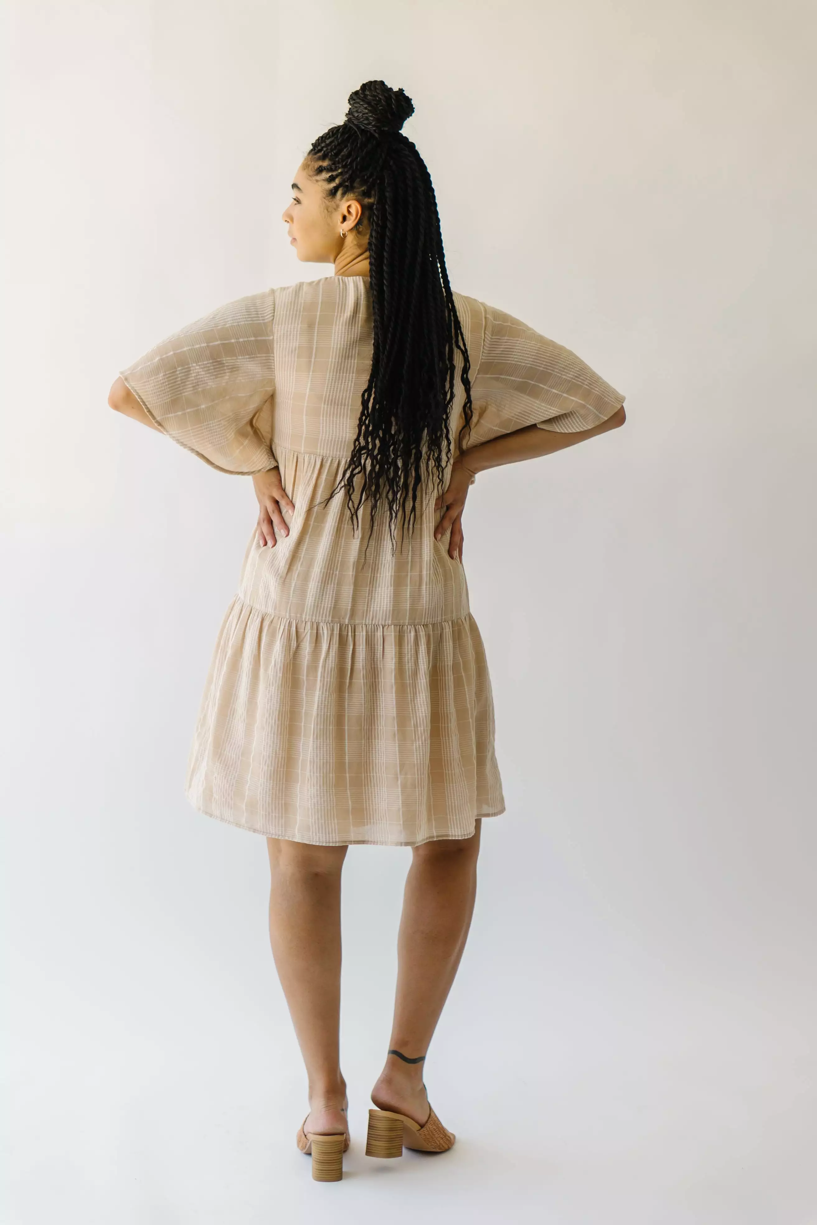 The Ashworth Tiered Dress in Taupe Stripe