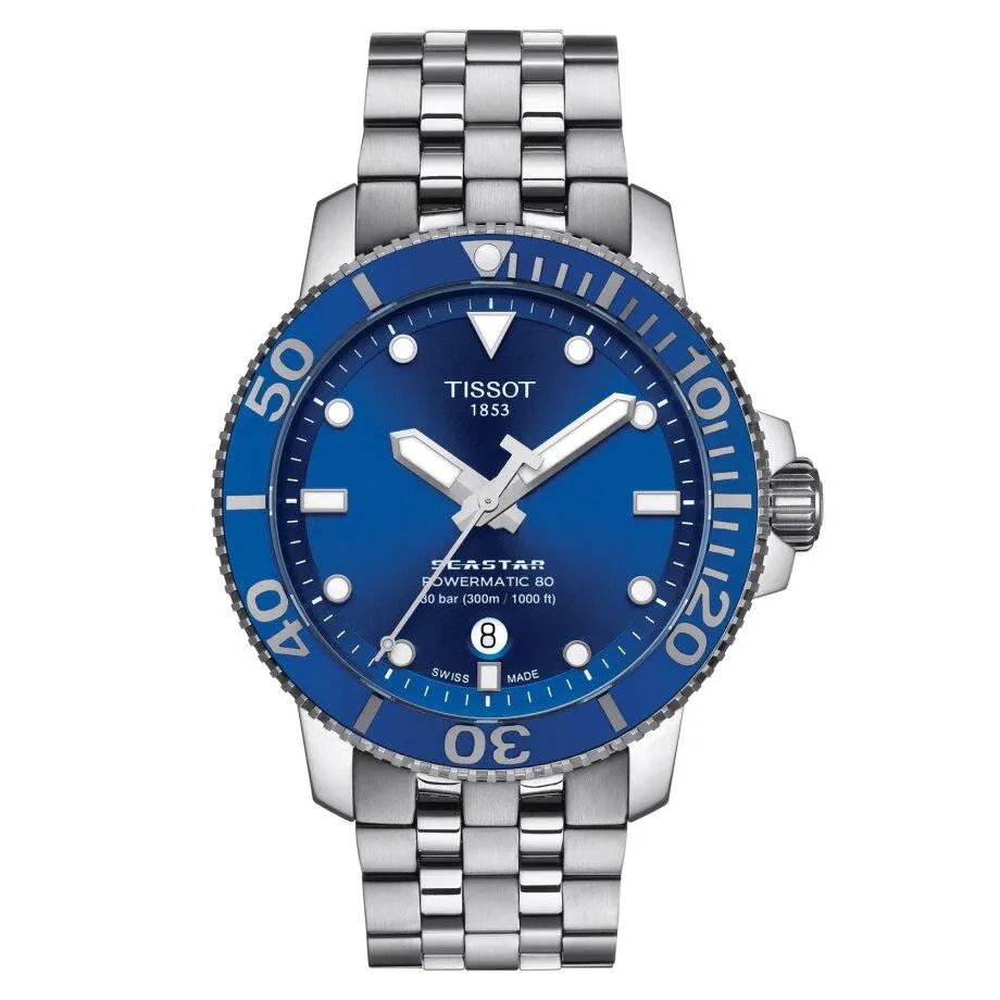 TISSOT Seastar 1000 Powermatic 80 Ceramic Bezel Watch – Stainless Steel 