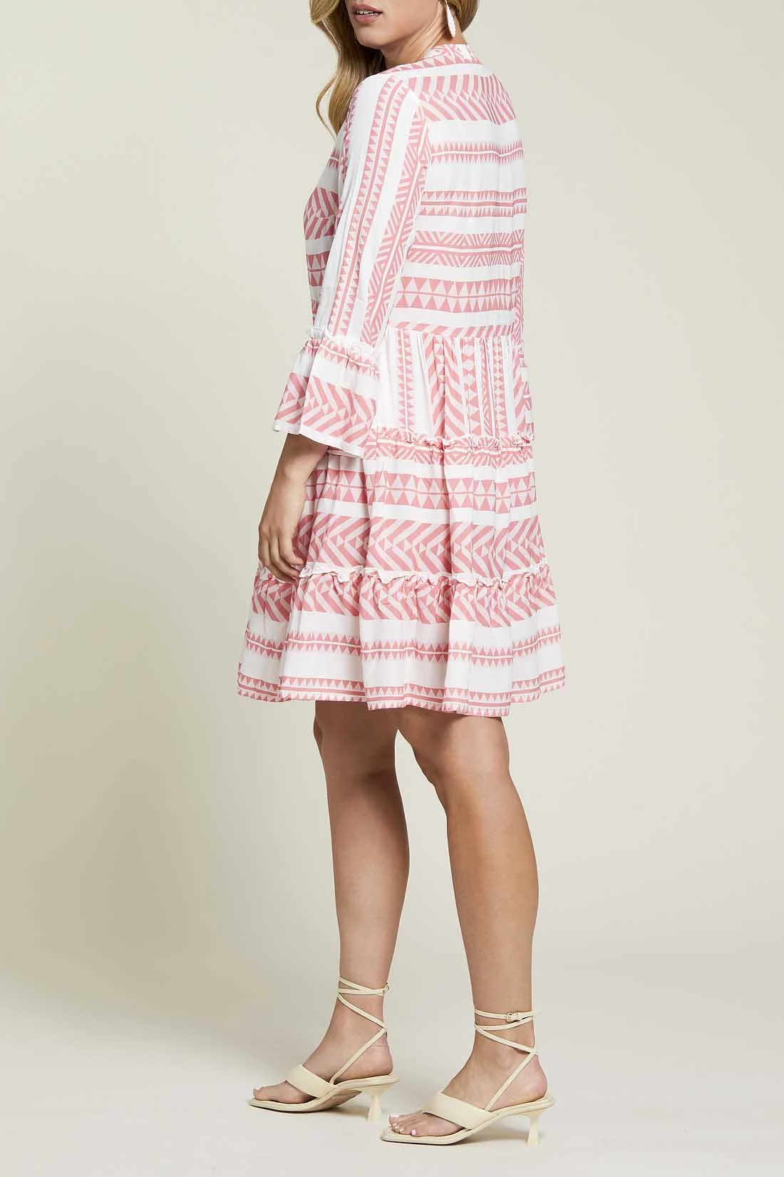 Tribal 3/4 SLV TIERED DRESS-Pink Monet - 7733O-4375