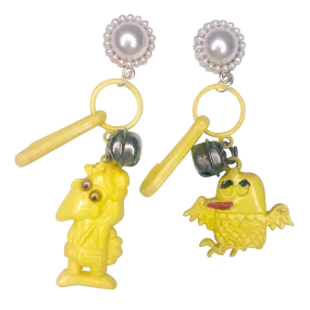 Vintage Bird Is The Word Charm Earrings