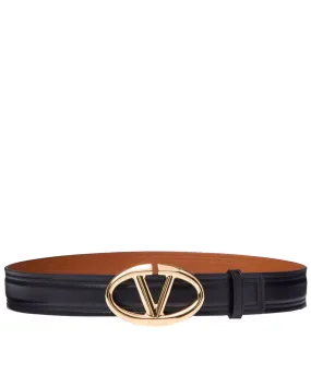 VLogo Moon Reversible Belt in Black and Tan