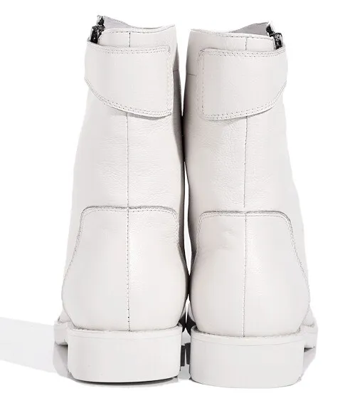 White Diagonal Zipper High Top Round Head Sneakers Mens Boots Shoes