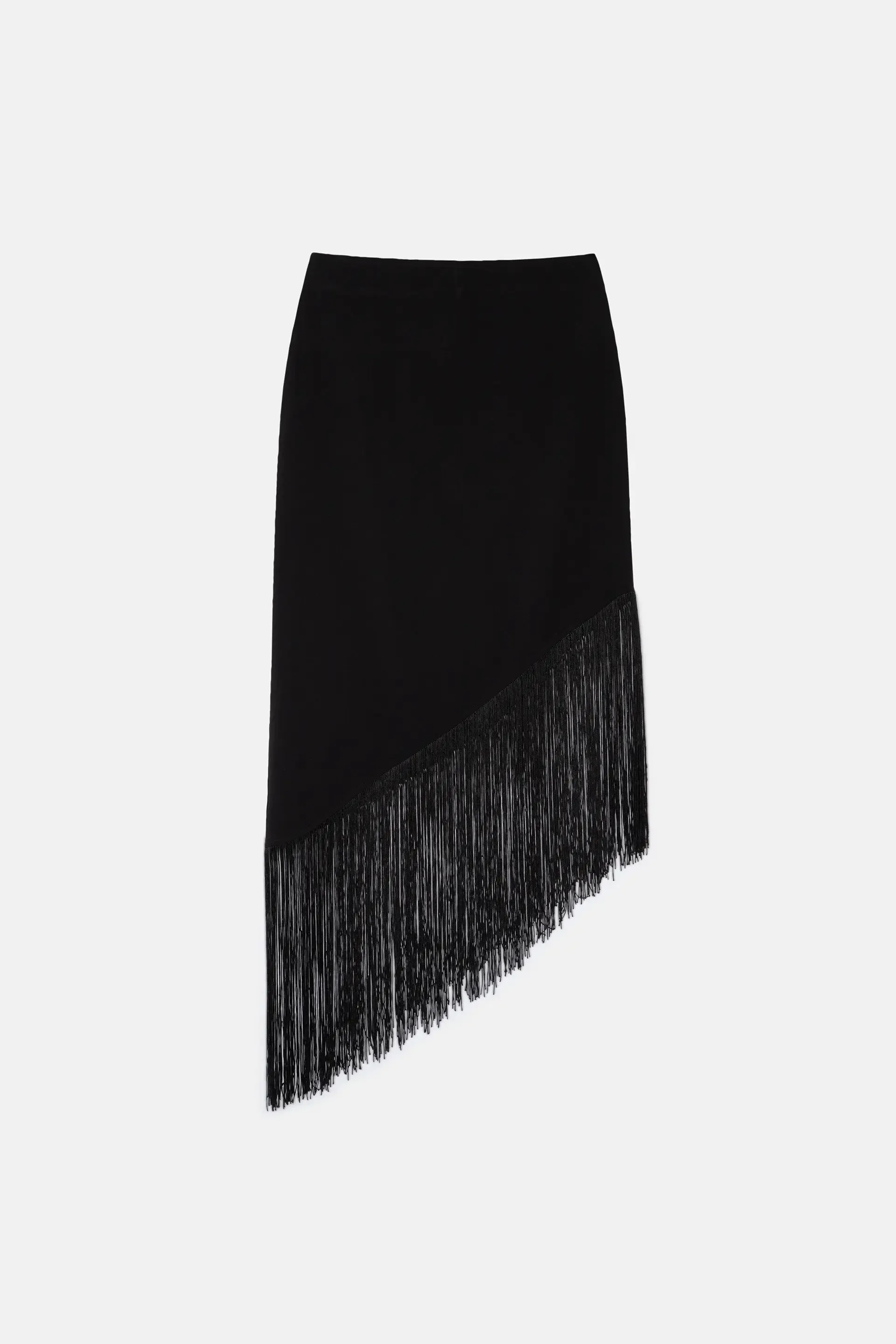 Wild Pony Black asymmetrical midi skirt with fringes