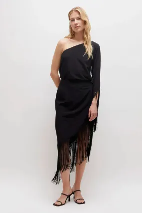 Wild Pony Black asymmetrical midi skirt with fringes