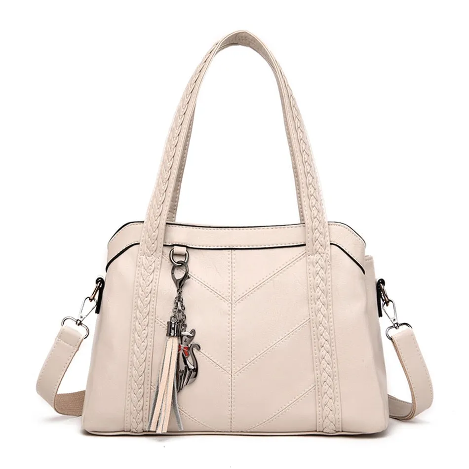 Women's Casual Soft Leather 3 layers Crossbody Messenger Handbags