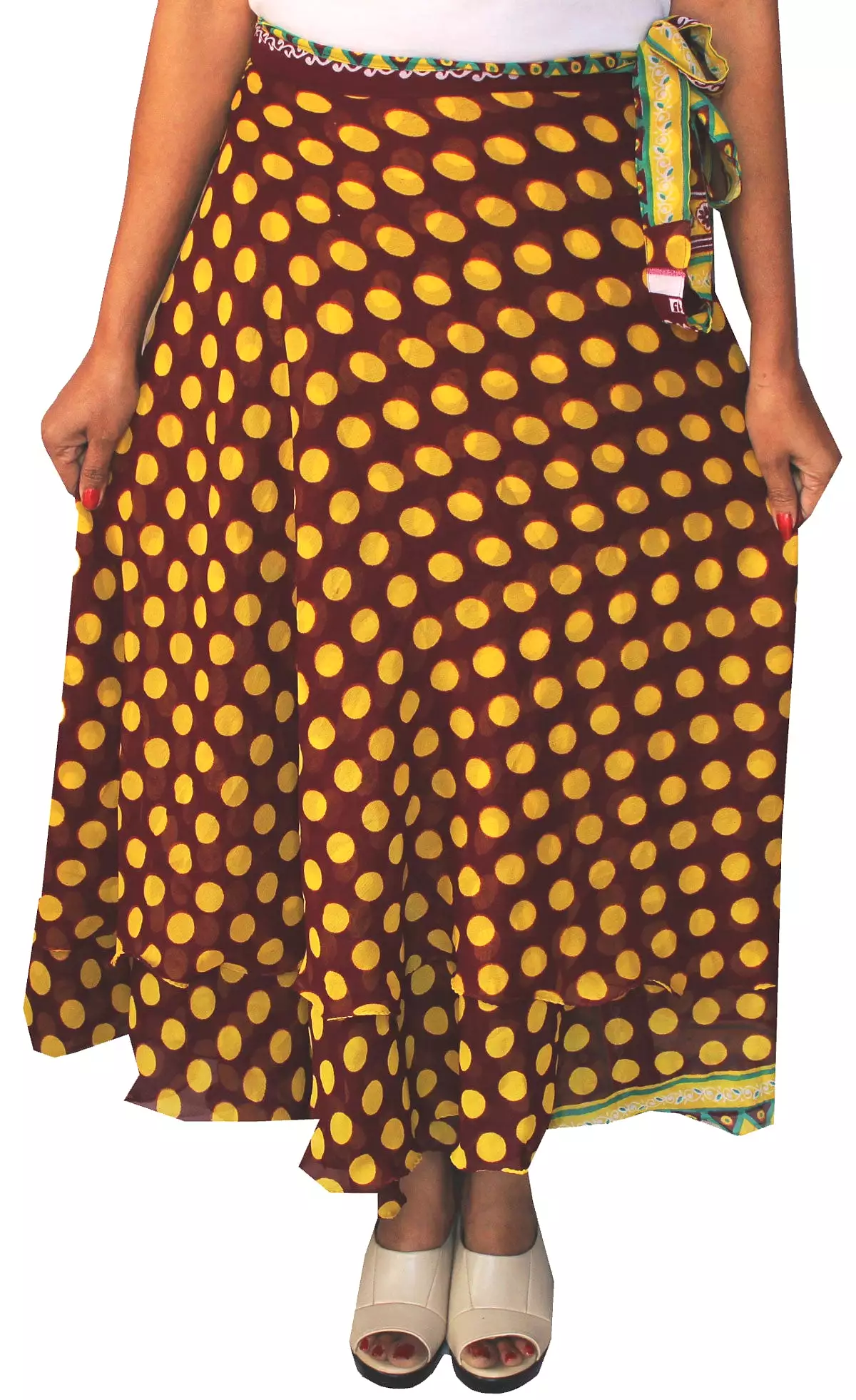 Womens Skirt Long Wrap Around India Clothing (Brown)