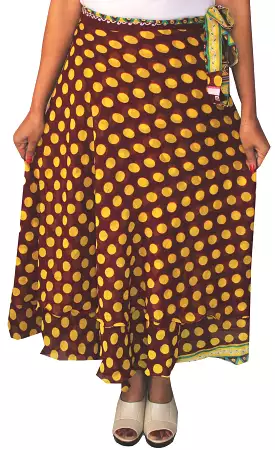 Womens Skirt Long Wrap Around India Clothing (Brown)