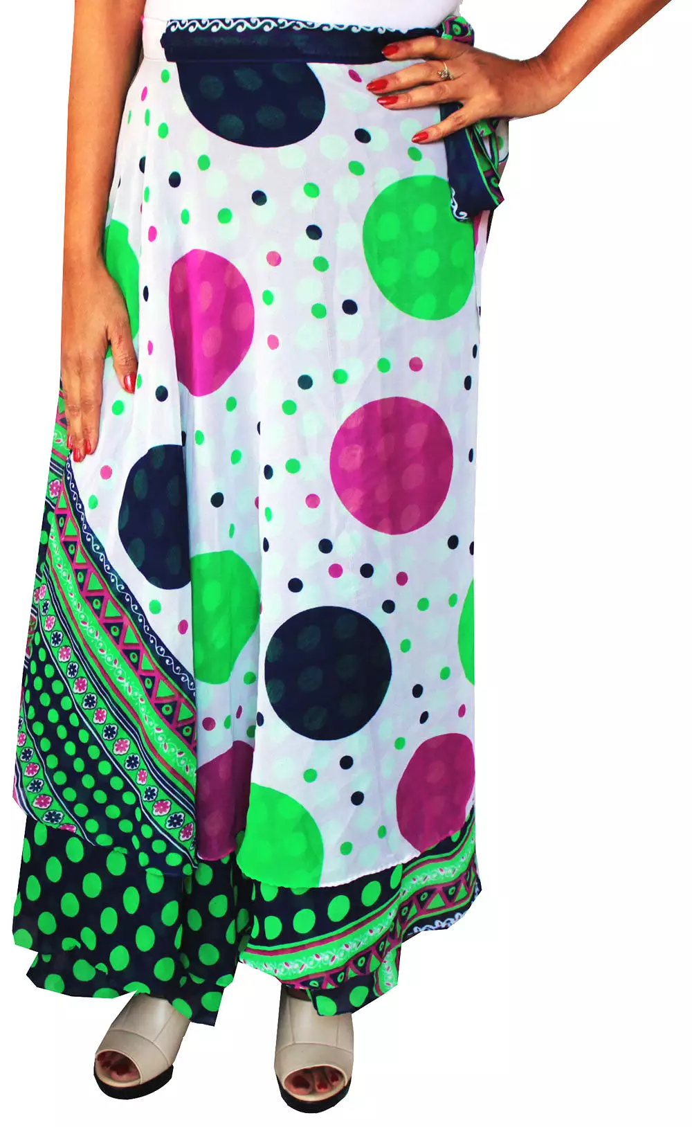 Wrap Around Long Indian Skirt Womens India Clothing (Green)