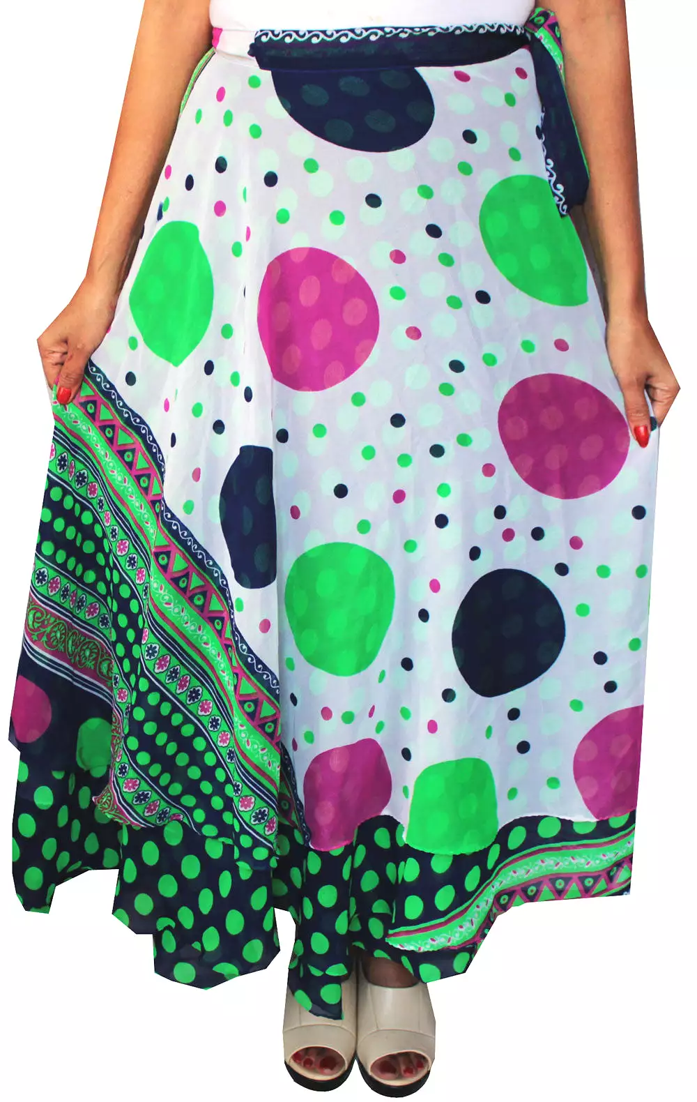 Wrap Around Long Indian Skirt Womens India Clothing (Green)